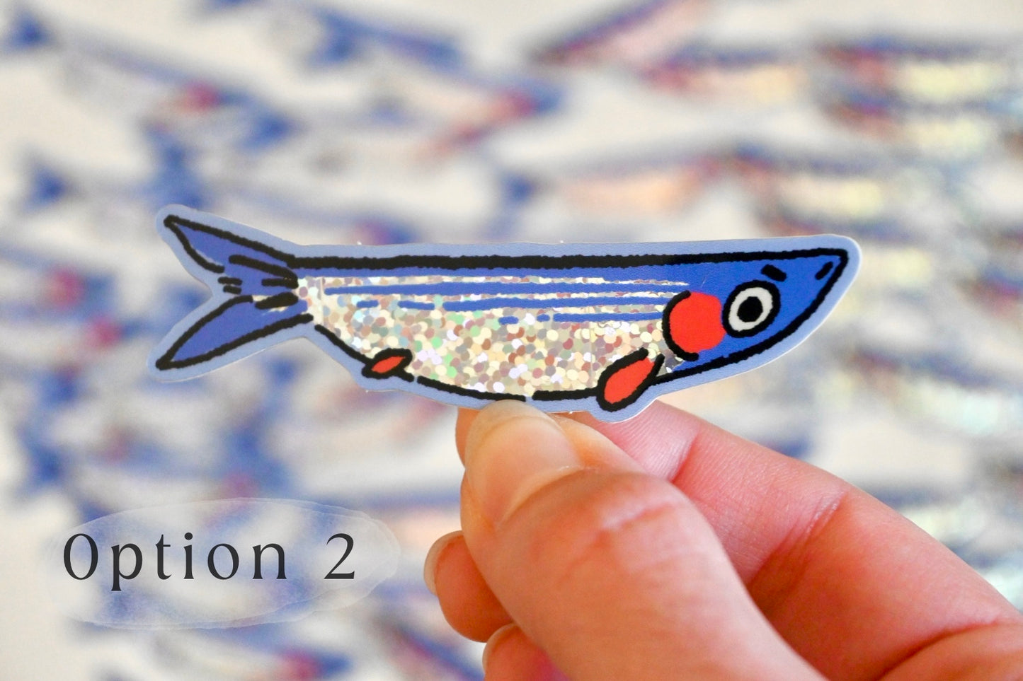 Silly Sardines ✦ Fish Glitter Stickers ✦ 3 Inches