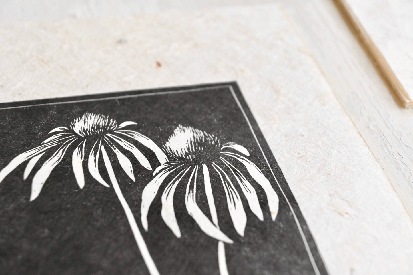 Pale Purple Coneflower ✦ Linocut Print