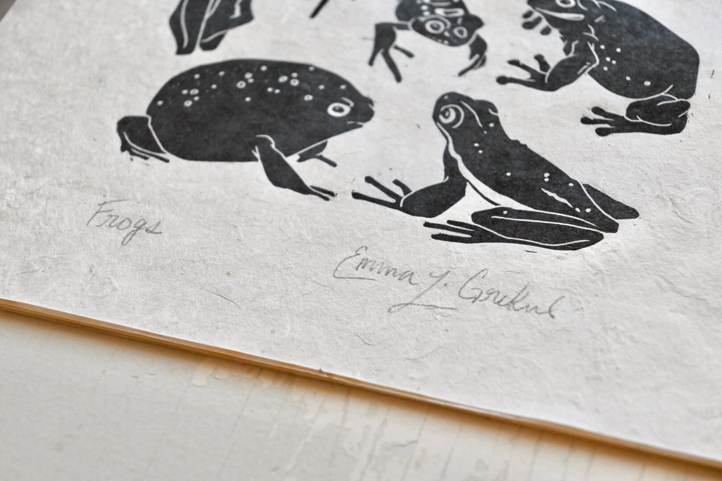 Frogs ✦ Linocut Print ✦ Dumpy Tree Frog - Leopard Frog - Pixie Frog - Green Tree Frog - Fungoid Frog - Rain Frog