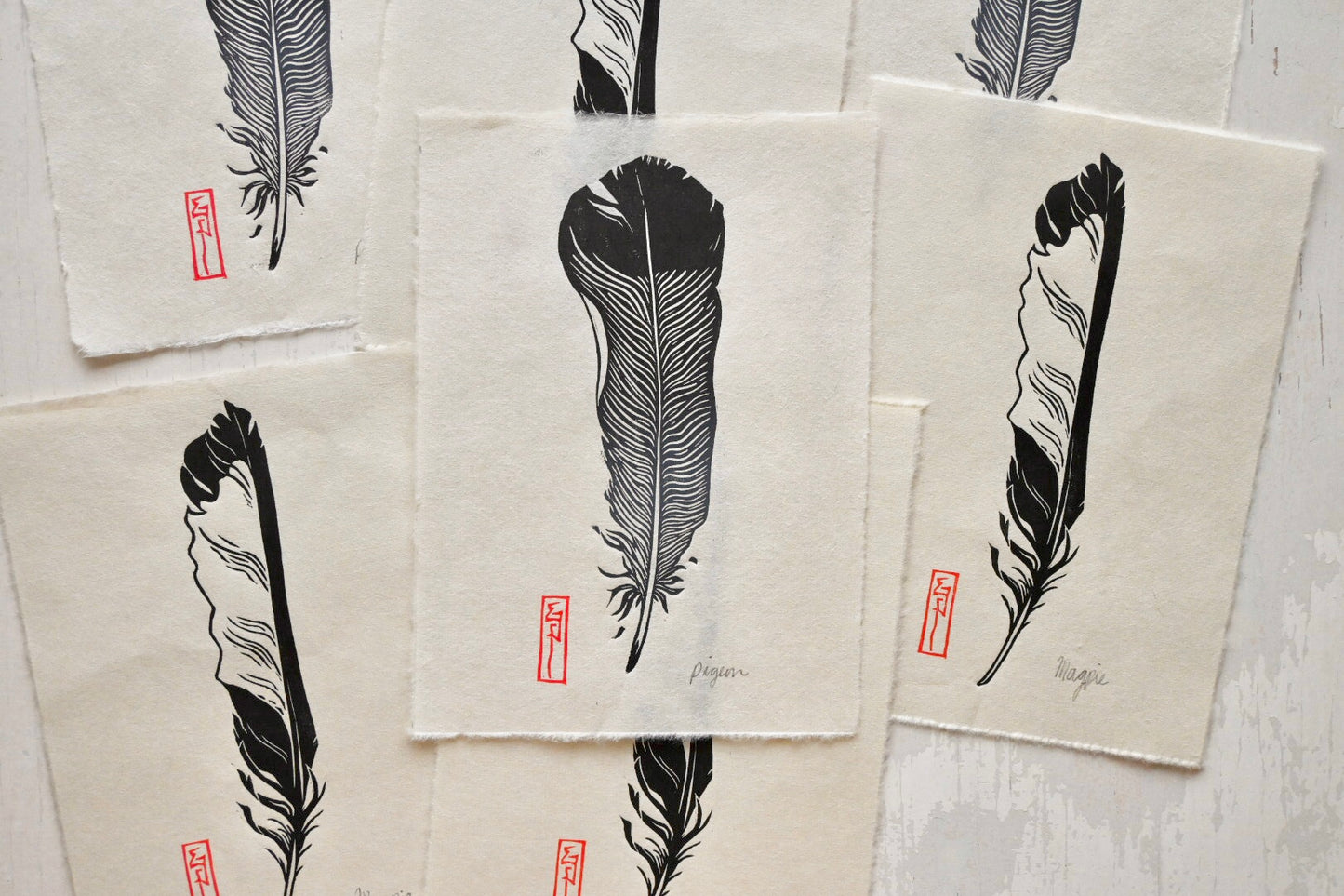 Pigeon Feather ✦ Linocut Print