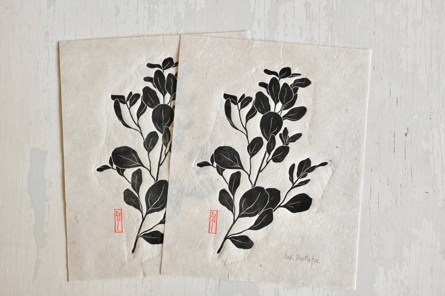 Oak Mistletoe ✦ Botanical Linocut