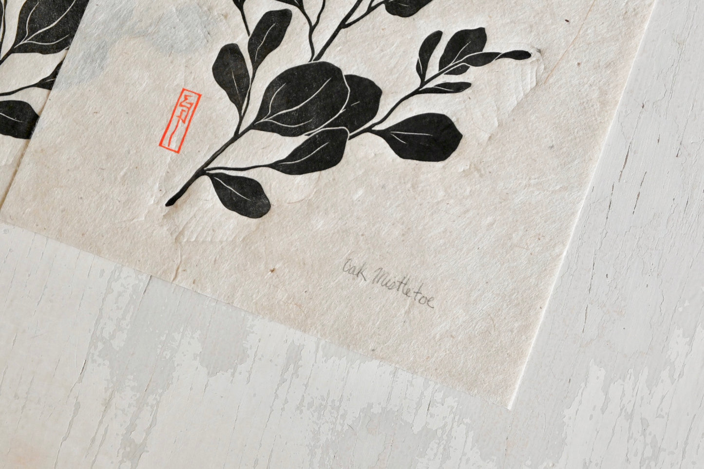 Oak Mistletoe ✦ Botanical Linocut