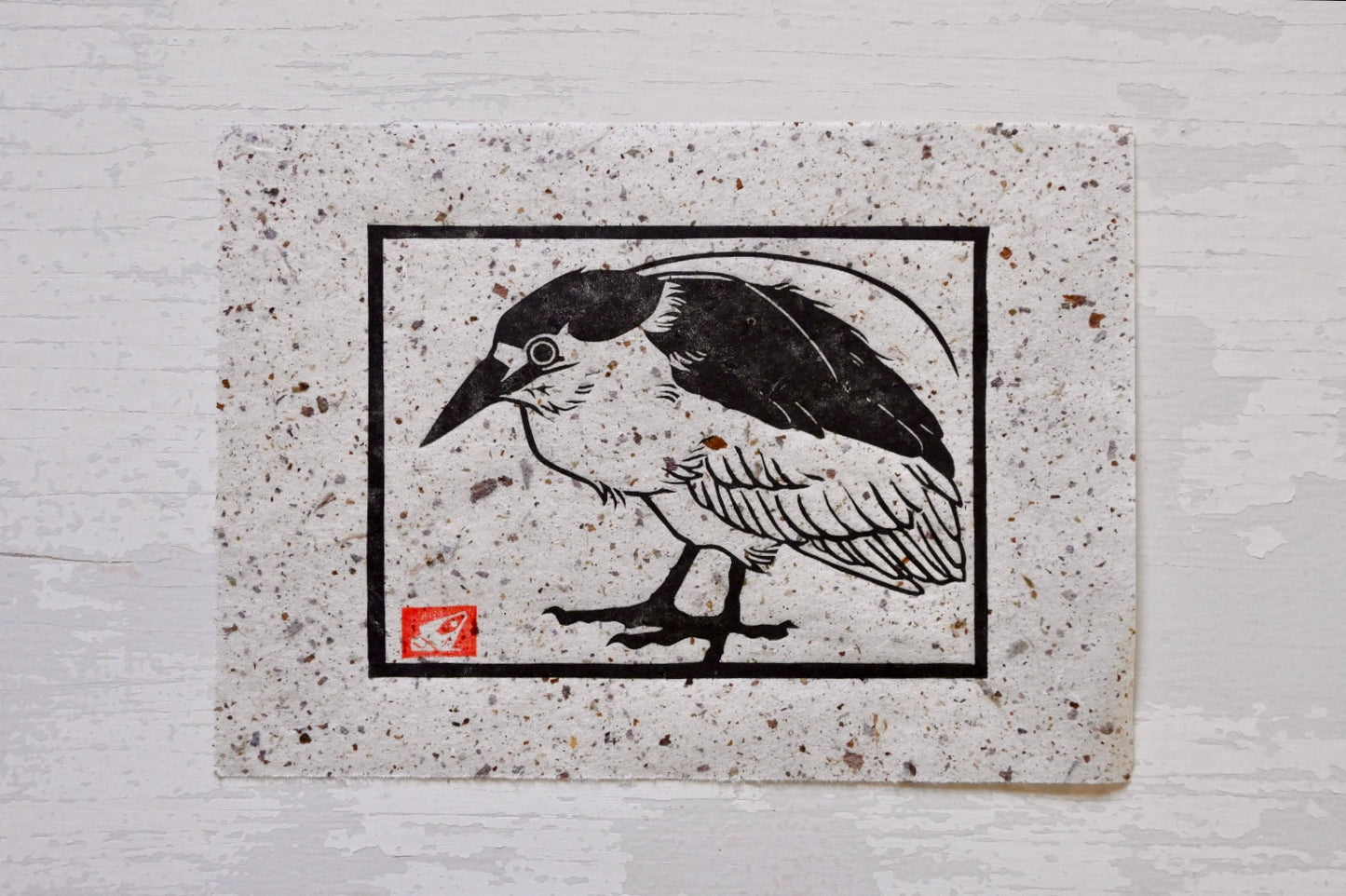 Black Crowned Night Heron ✦ Linocut Print ✦ Gifts for Bird Watchers