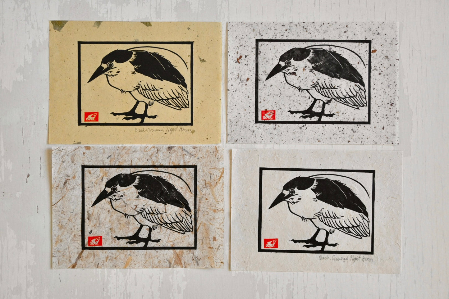 Black Crowned Night Heron ✦ Linocut Print ✦ Gifts for Bird Watchers