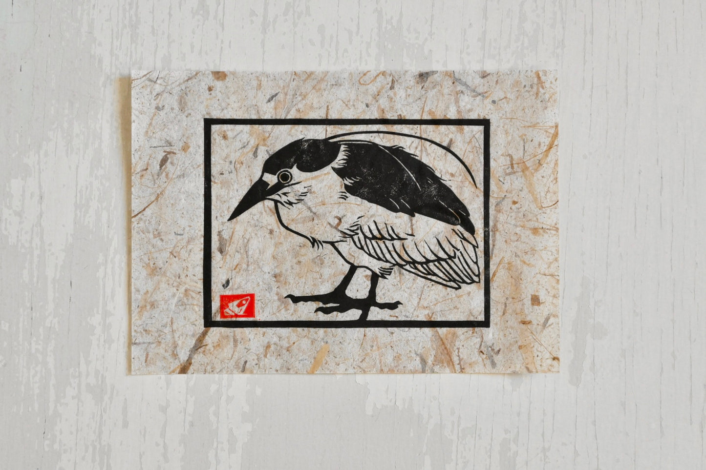 Black Crowned Night Heron ✦ Linocut Print ✦ Gifts for Bird Watchers