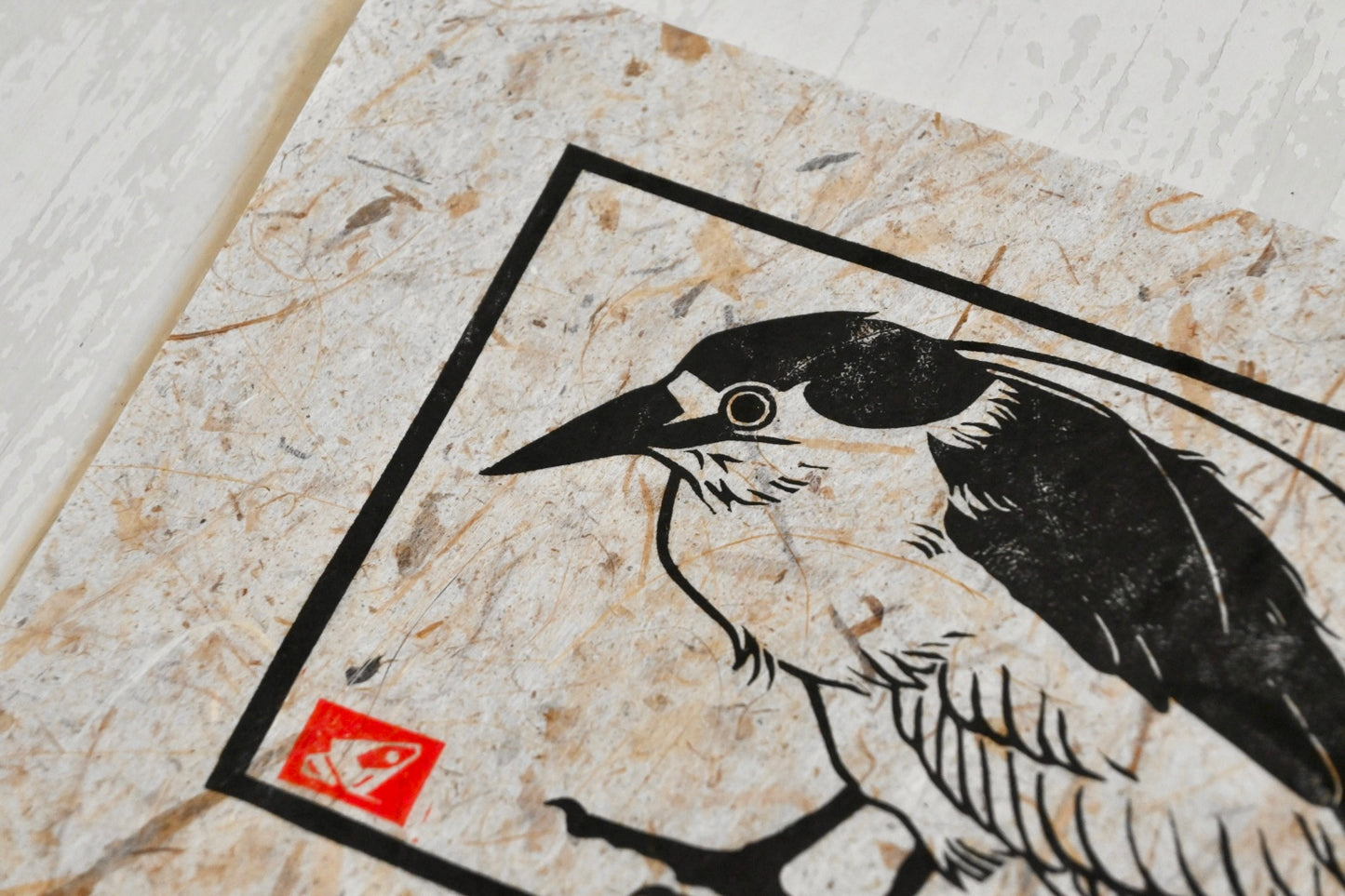 Black Crowned Night Heron ✦ Linocut Print ✦ Gifts for Bird Watchers