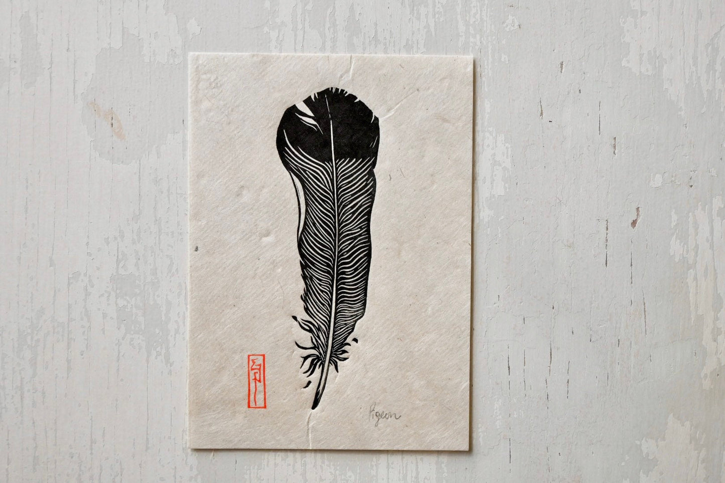 Pigeon Feather ✦ Linocut Print