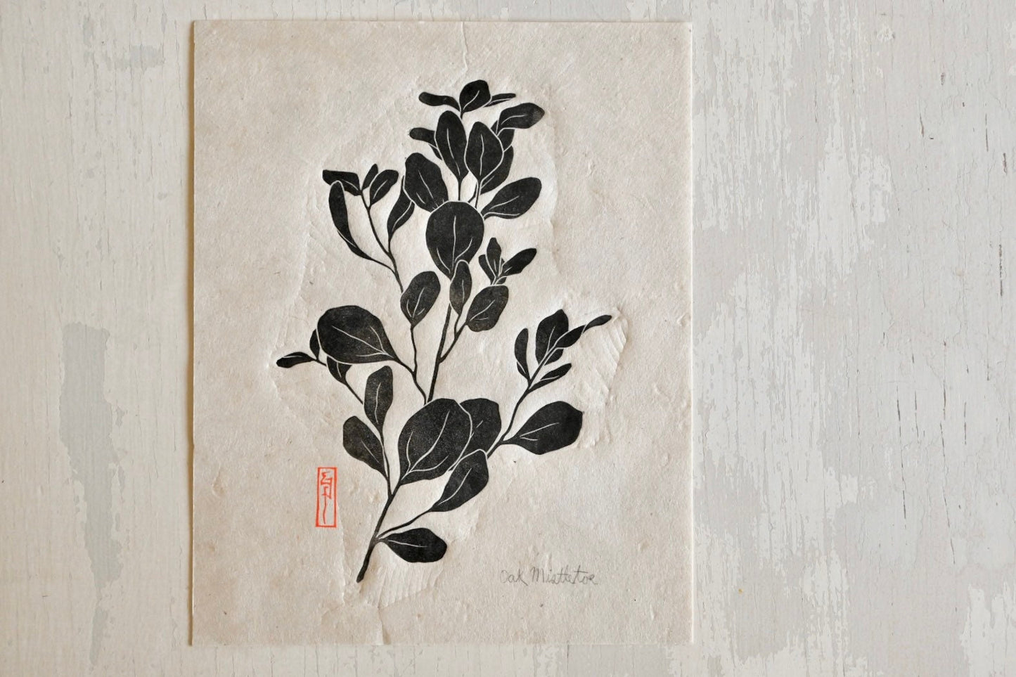 Oak Mistletoe ✦ Botanical Linocut