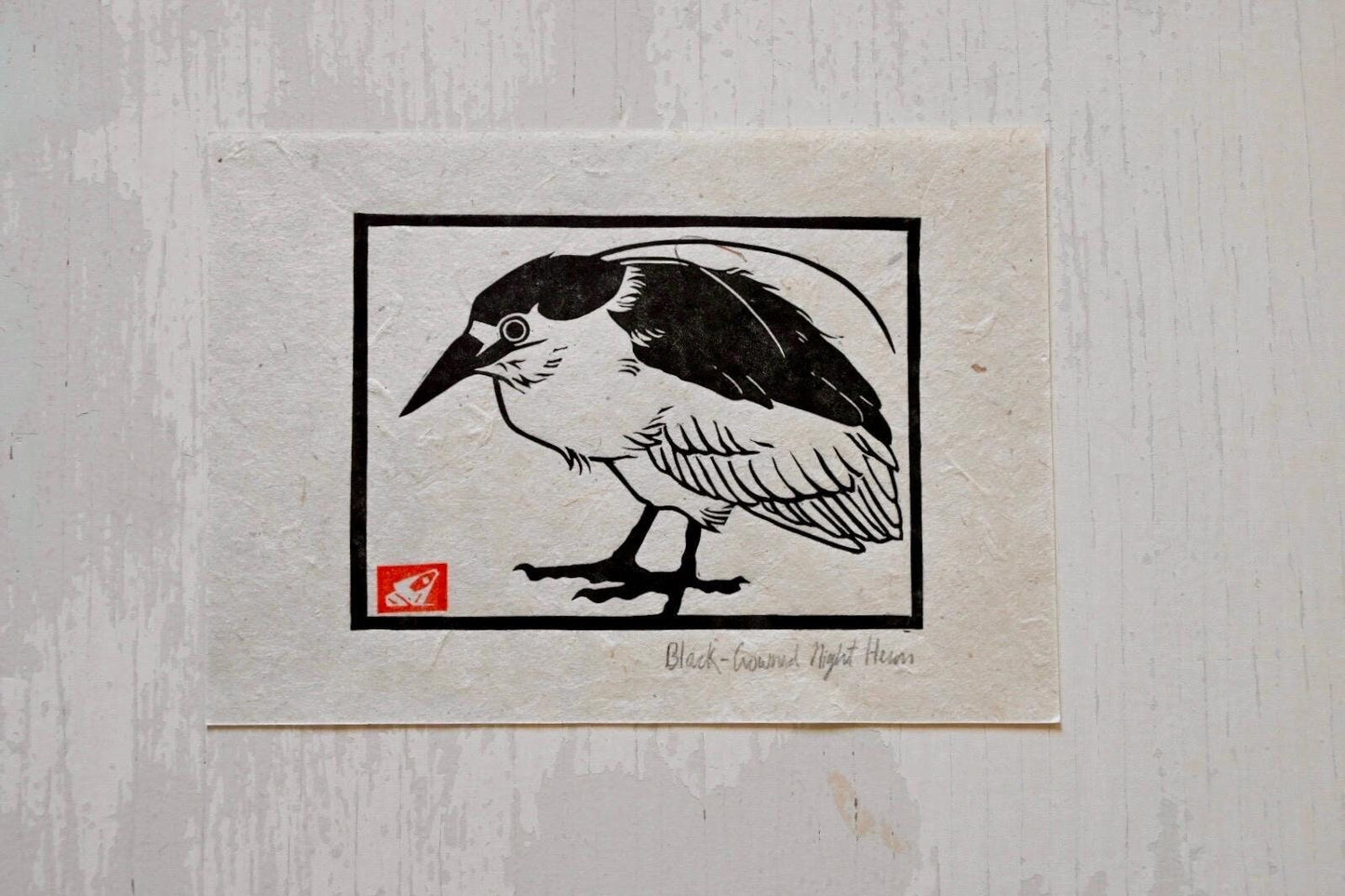 Black Crowned Night Heron ✦ Linocut Print ✦ Gifts for Bird Watchers