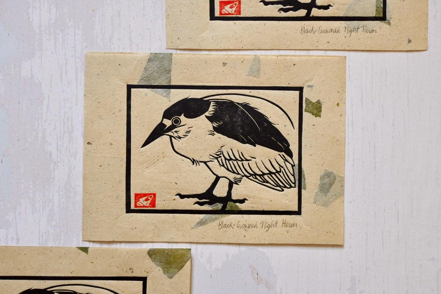 Black Crowned Night Heron ✦ Linocut Print ✦ Gifts for Bird Watchers