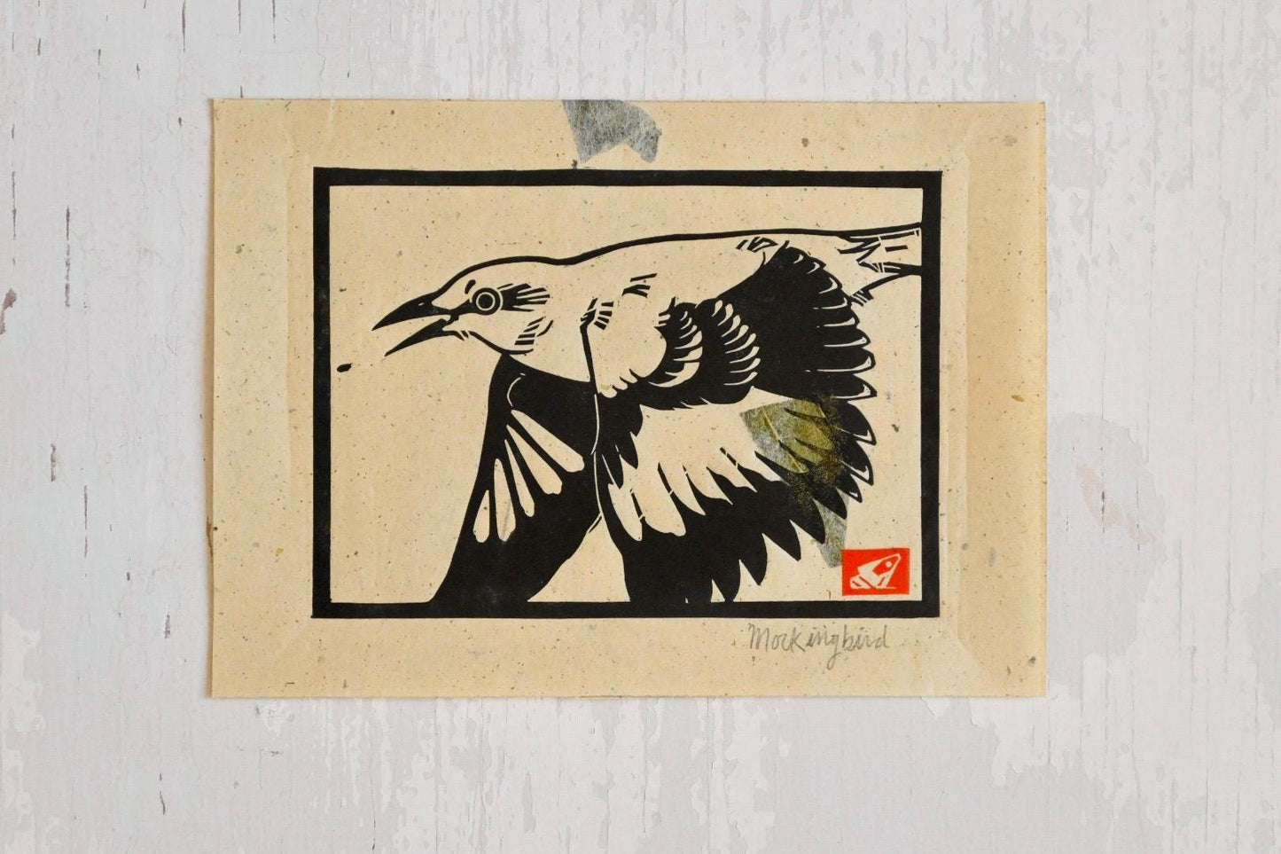 Mockingbird ✦ Linocut Print ✦ Gifts for Bird Watchers