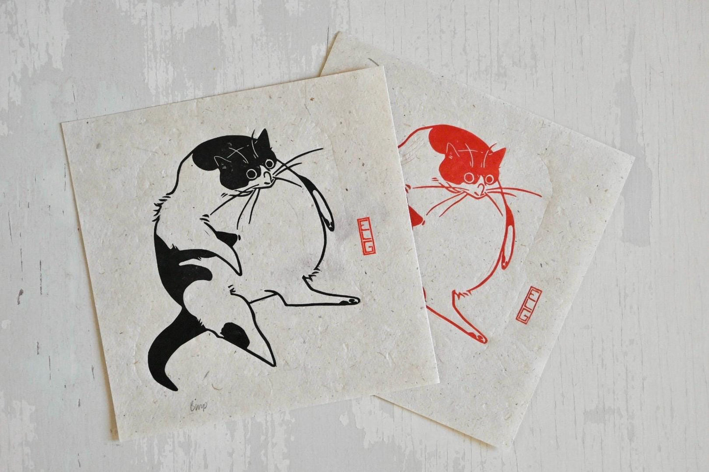 Burp ✦ Fat Cat Linocut Print