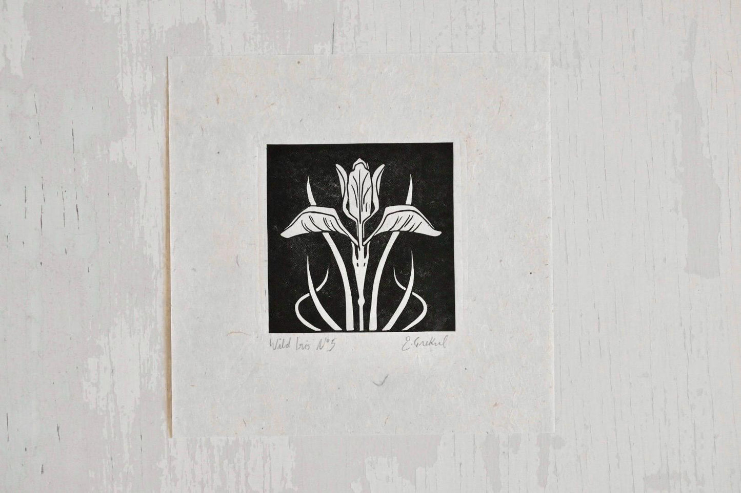 Wild Iris #5 ✦ Linocut Print ✦ Art Nouveau