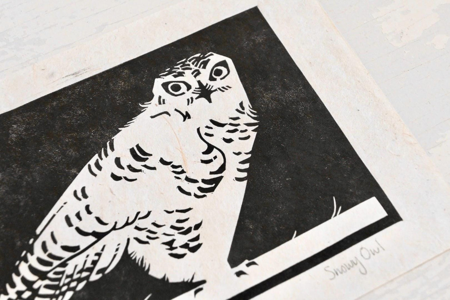 Snowy Owl ✦ Linocut Print ✦ Gifts for Bird Watchers
