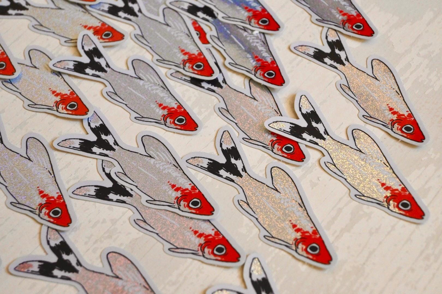 Rummy-Nose Tetra ✦ Fish Glitter Stickers ✦ 3 Inches