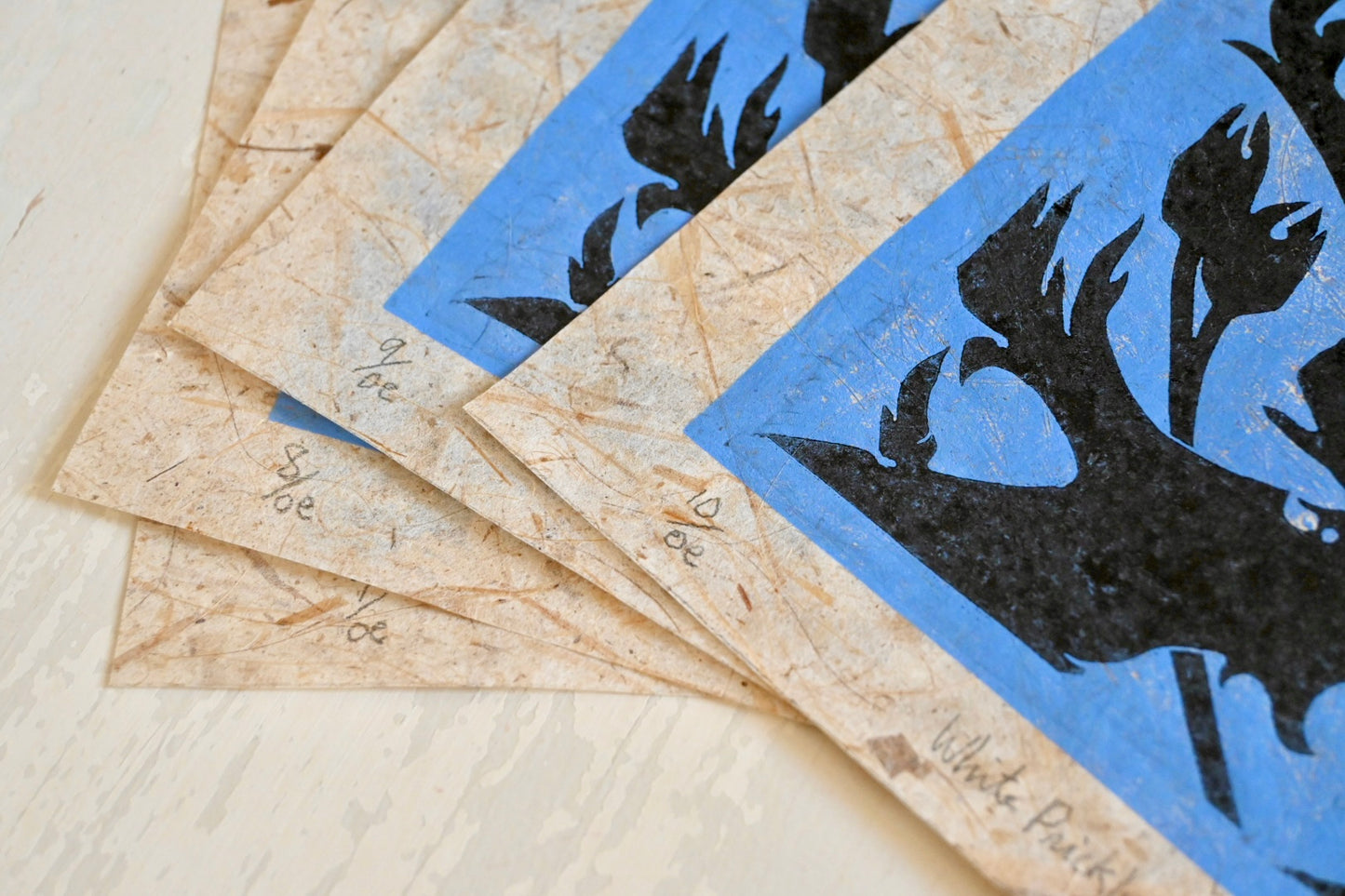 White Prickly Poppy ✦ Handmade Linocut Print ✦ Texas Hill Country Wildflower